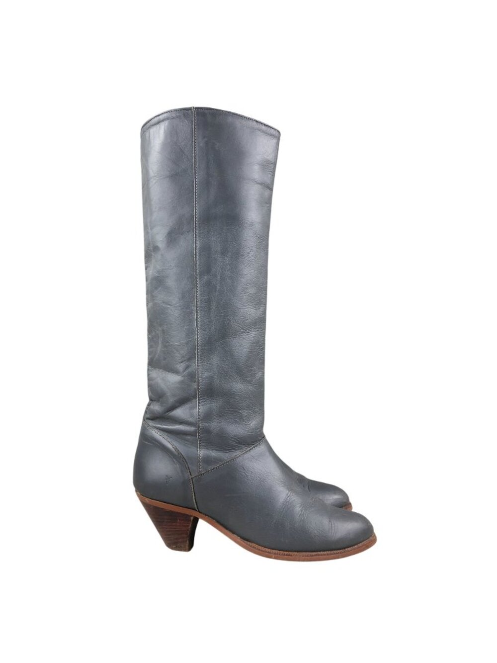 Frye Women's Size 6.5M Vintage Ash Grey Leather Knee High Western Cowboy Boots